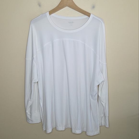 Old Navy Active | Cloudmotion White Long Sleeve Tee Side Slits Size Large - Picture 1 of 6